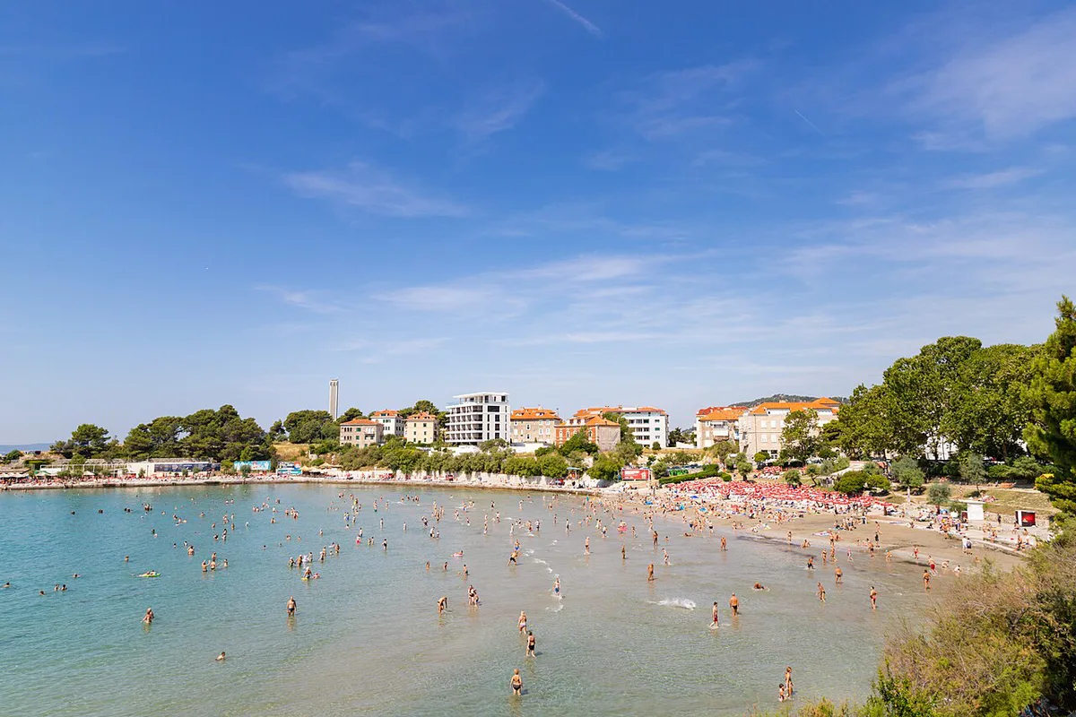 Locals playing picigin in the shallow water of Bačvice beach in Split — 2