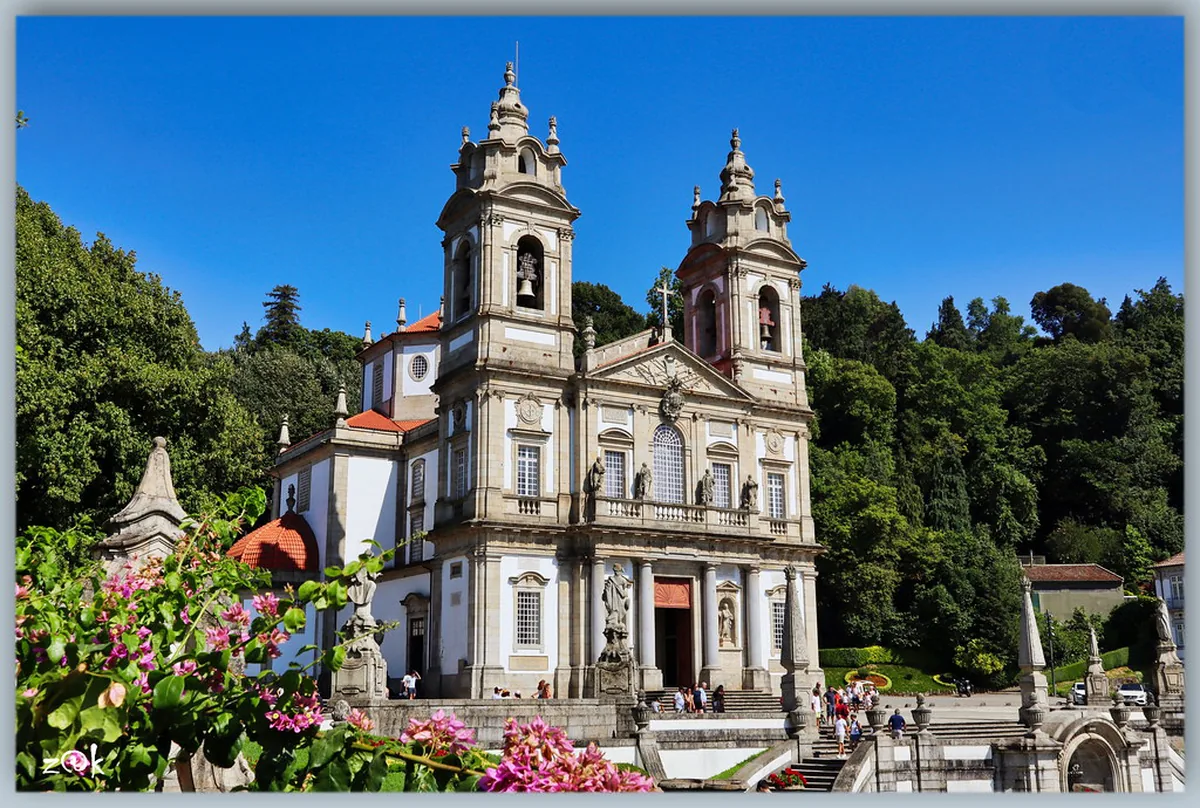 The iconic Baroque staircase of Bom Jesus do Monte sanctuary overlooking Braga
