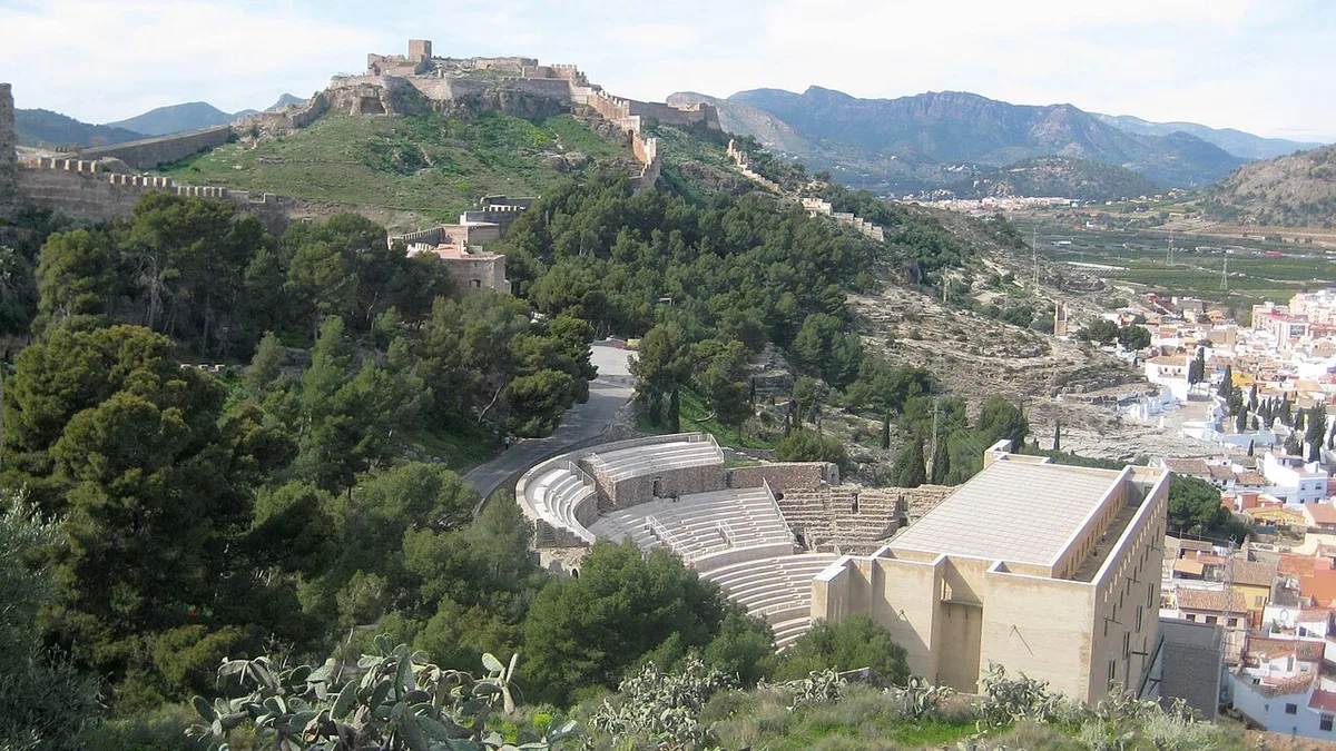 Medieval hilltop castle overlooking the town of Xàtiva near Valencia — 1
