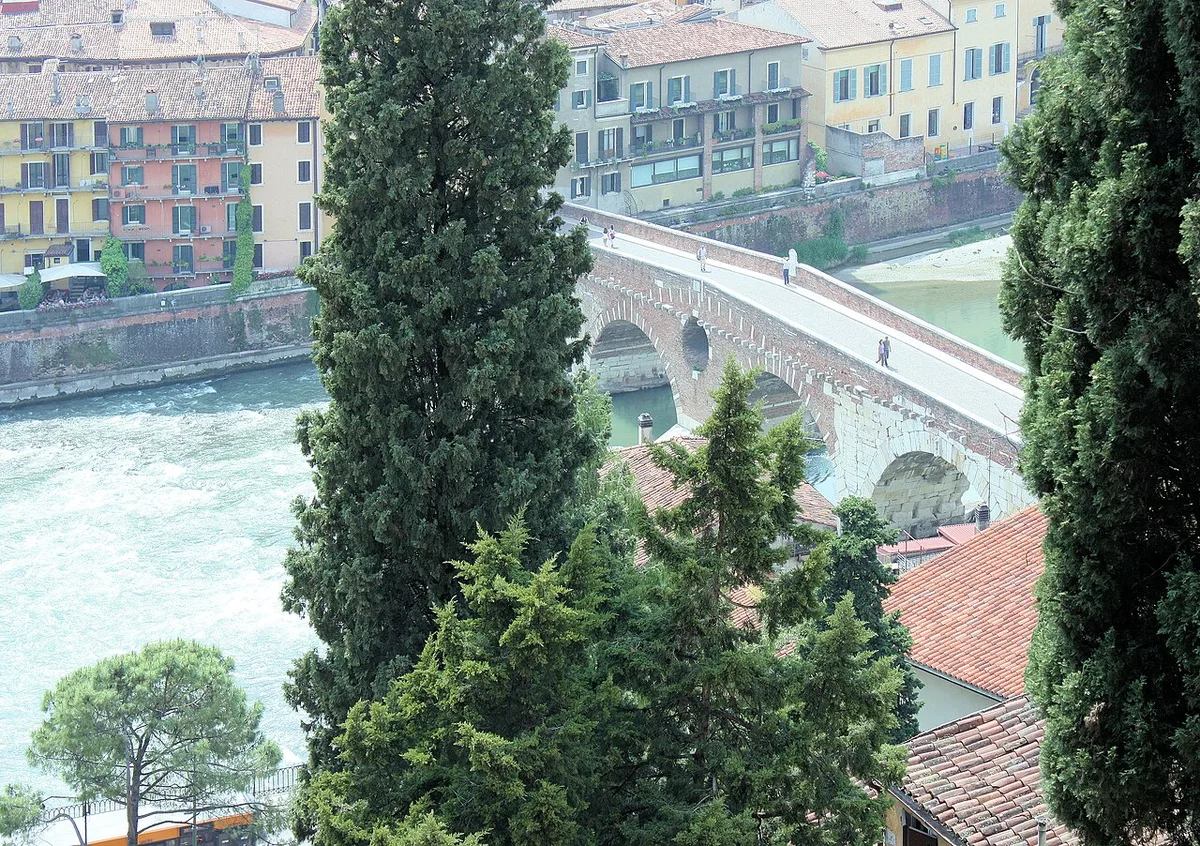Panoramic view over Verona's rooftops and the Adige River from the Castel San Pietro terrace — 1
