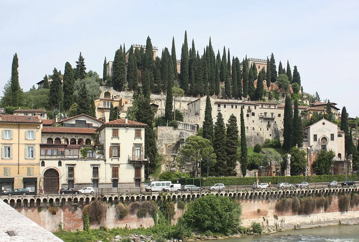Panoramic view over Verona's rooftops and the Adige River from the Castel San Pietro terrace — 2