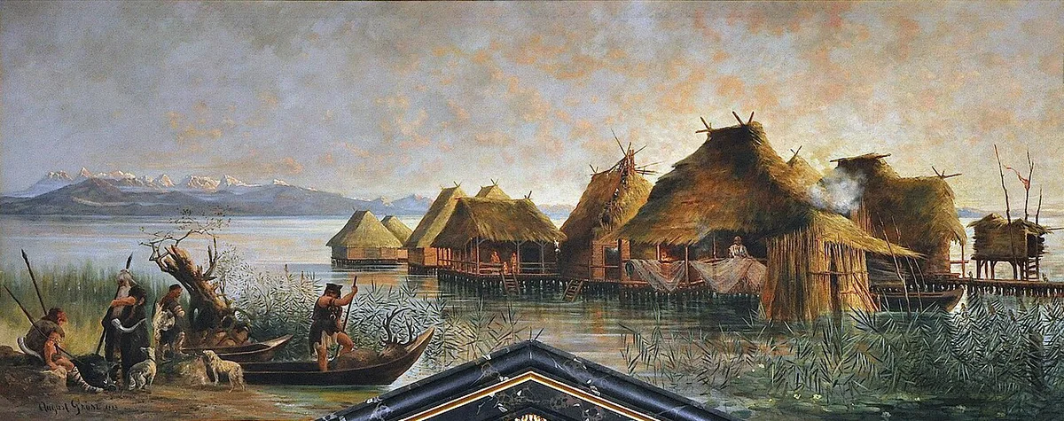 Idealbild des Laibacher Beckens - Pfahlbautenzeit (Grosz) — 1