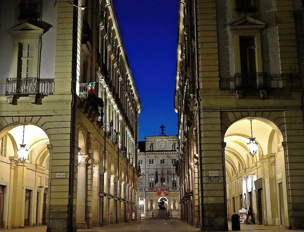 The ancient Roman gate Porta Palatina in Turin's Quadrilatero Romano district — 2