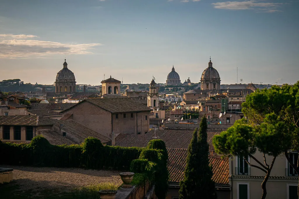 Vista Rooftop Terrace Sunset Near the Pantheon in Rome