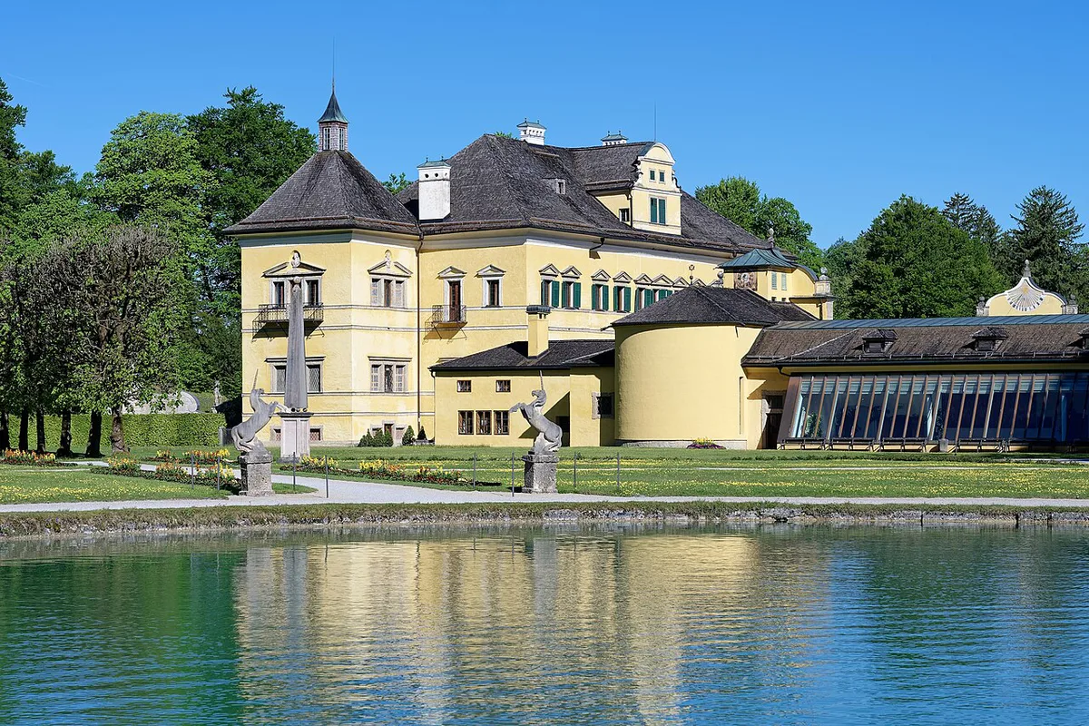 Stone grotto with water-powered Baroque figures at the trick fountains of Schloss Hellbrunn near Salzburg — 1