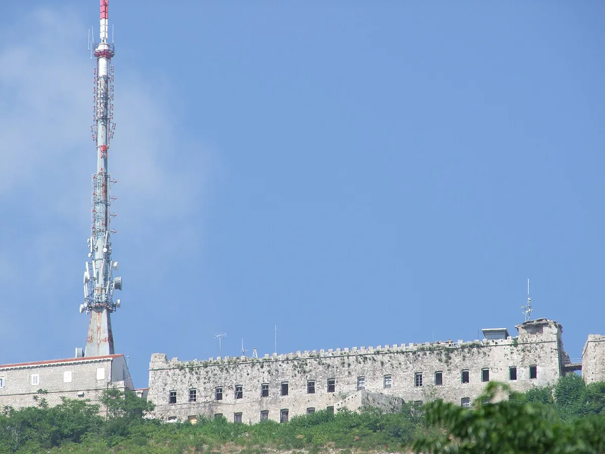 Cable car climbing Mount Srđ above the Old Town walls of Dubrovnik — 1