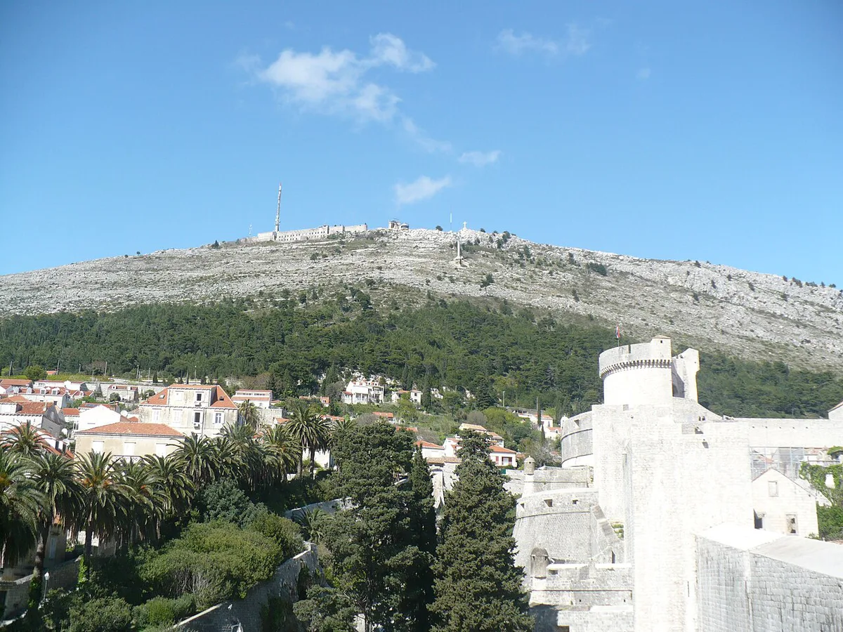 Cable car climbing Mount Srđ above the Old Town walls of Dubrovnik — 2
