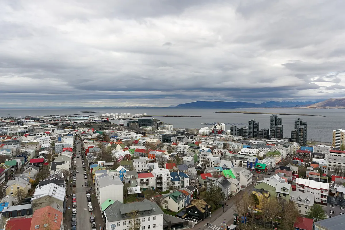 Rainbow-painted Skólavörðustígur street leading up to Hallgrímskirkja in Reykjavik's Þingholt quarter — 1