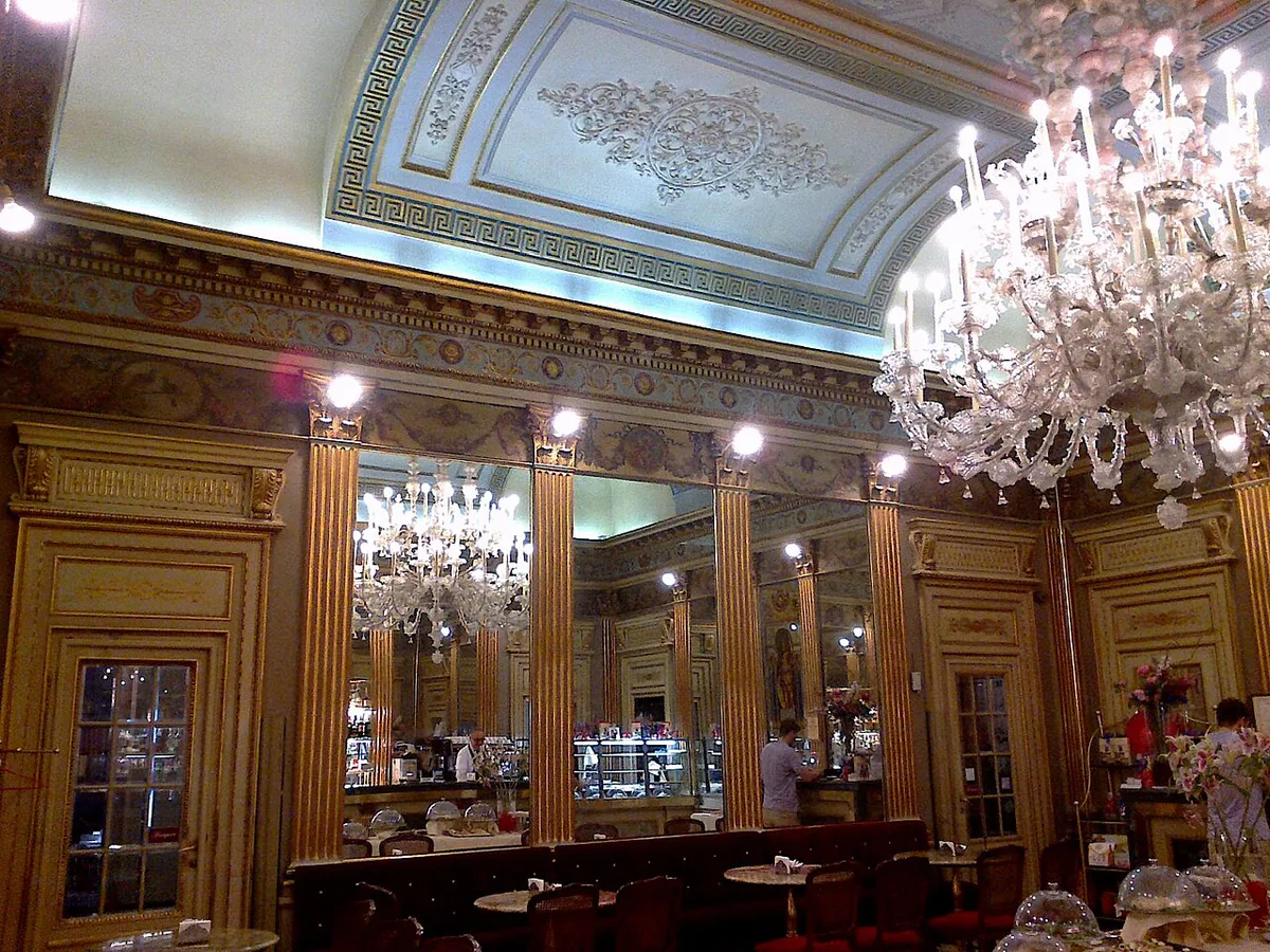 Art Nouveau marble interior of Caffè Mulassano, birthplace of the tramezzino, in Turin — 1